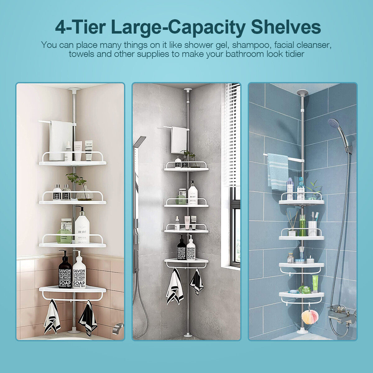 Kitcheniva 4-Tier Metal Shower Corner Caddy Shelf