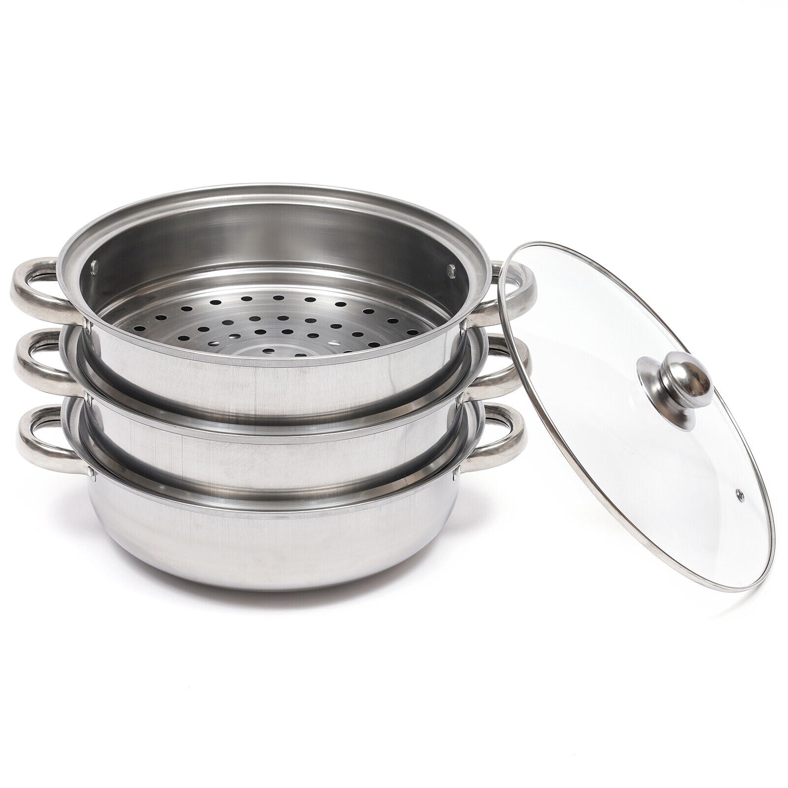 Kitcheniva Stainless Steel Food Steamer 3 Layer Round