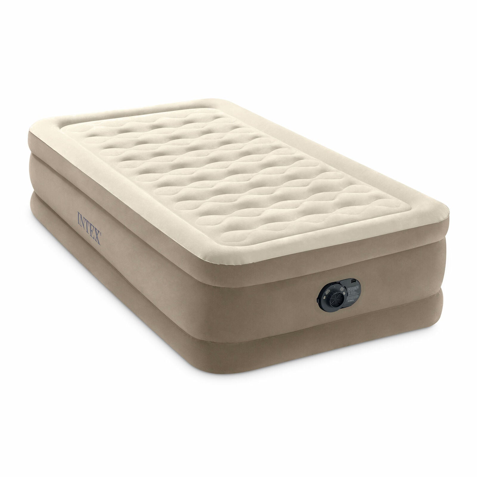 Intex Ultra Plush Fiber Tech Airbed Mattress with Built in Pump, Twin