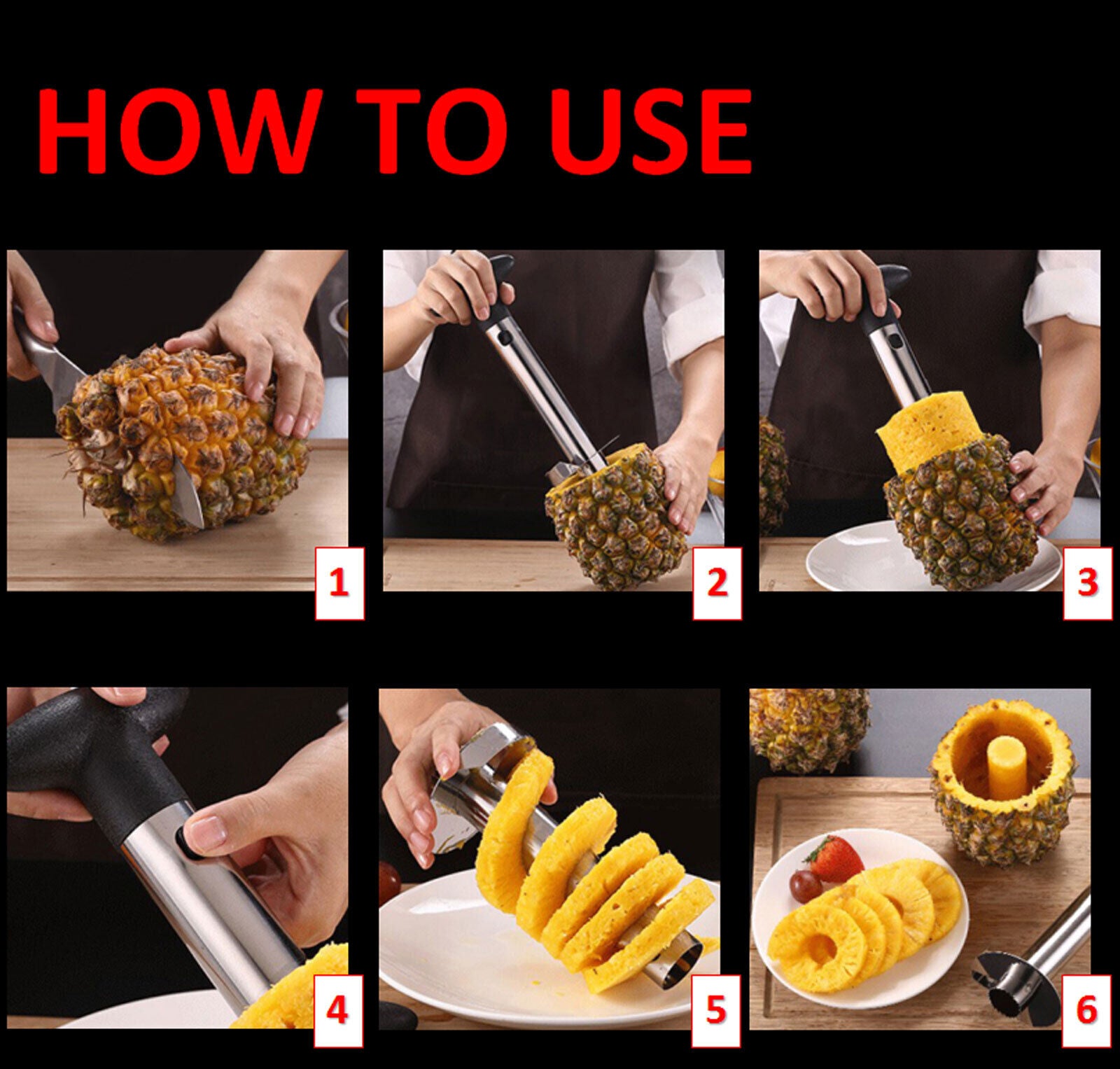 Kitcheniva Stainless Steel Fruit Pineapple Cutter Peeler Corer Slicer