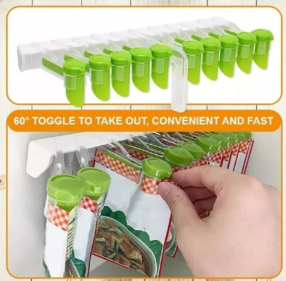 Kitcheniva Wall Mount Seasoning Bag Storage Rack Sealing Clip Holder