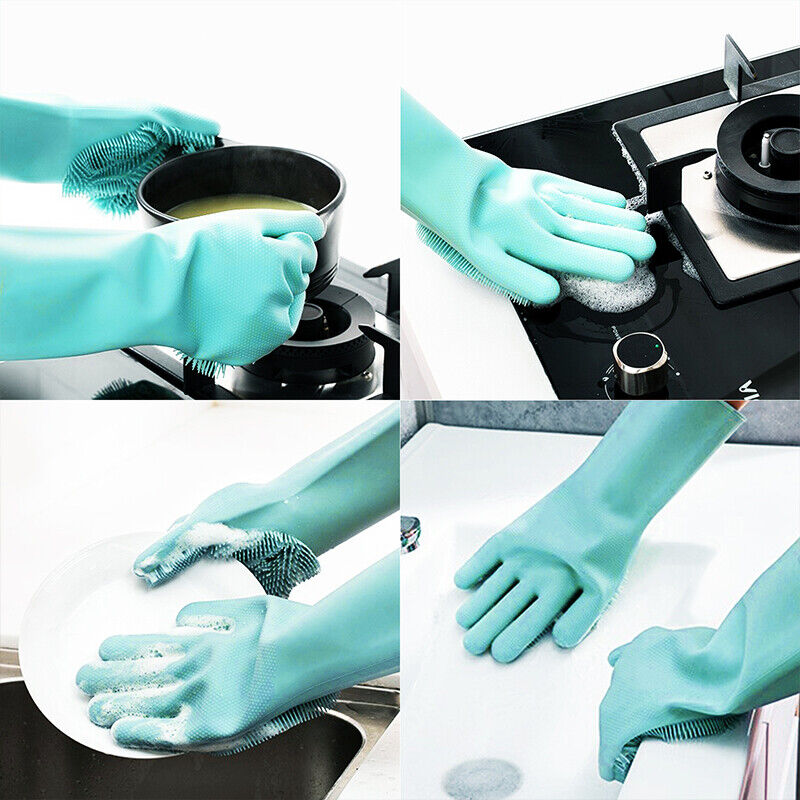 Kitcheniva Pair Magic Dishwashing Cleaning Silicone Sponge Gloves