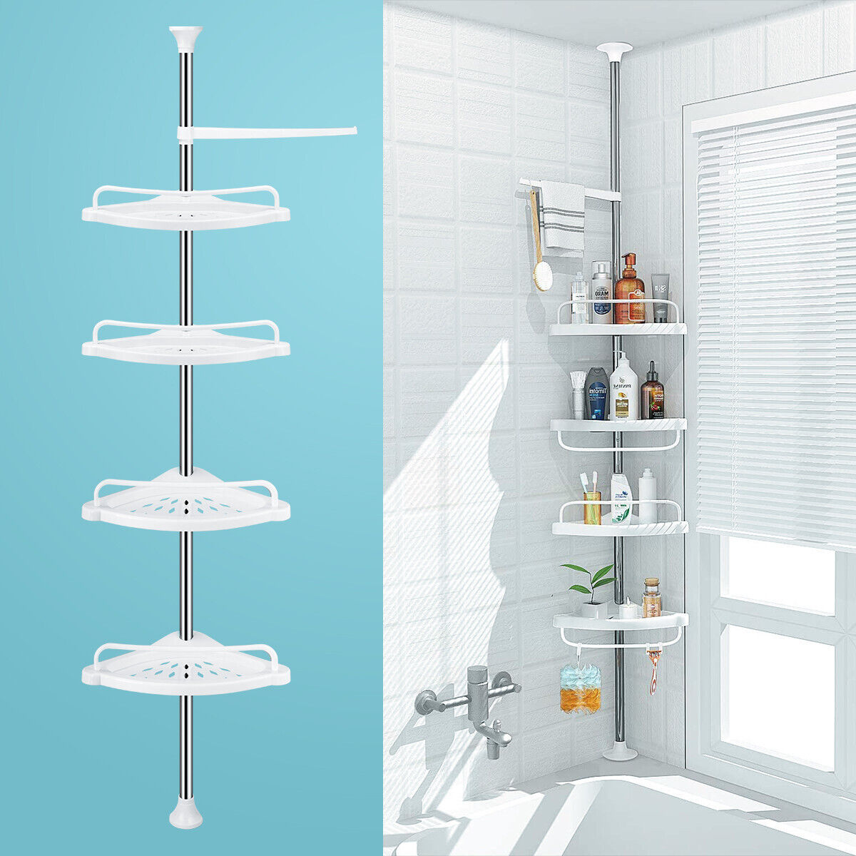 Kitcheniva 4-Tier Metal Shower Corner Caddy Shelf