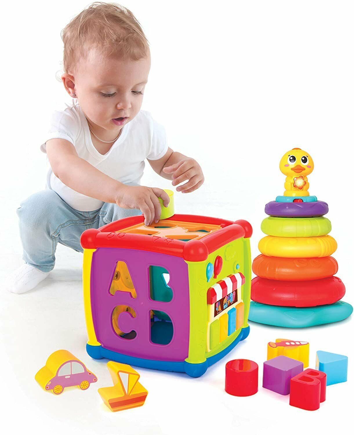 Kitcheniva Toddler Activity Center Cube And Stacker With Shapes