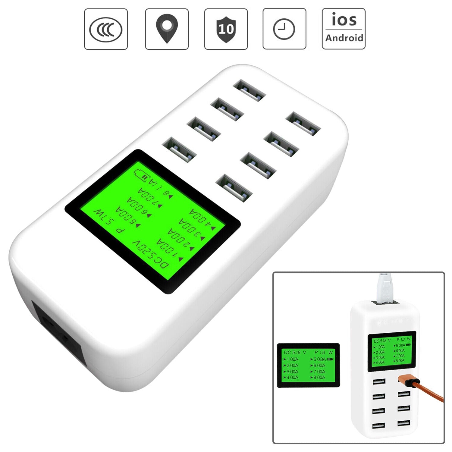 Kitcheniva 8-Port Smart Multi USB AC Wall Charger Hub