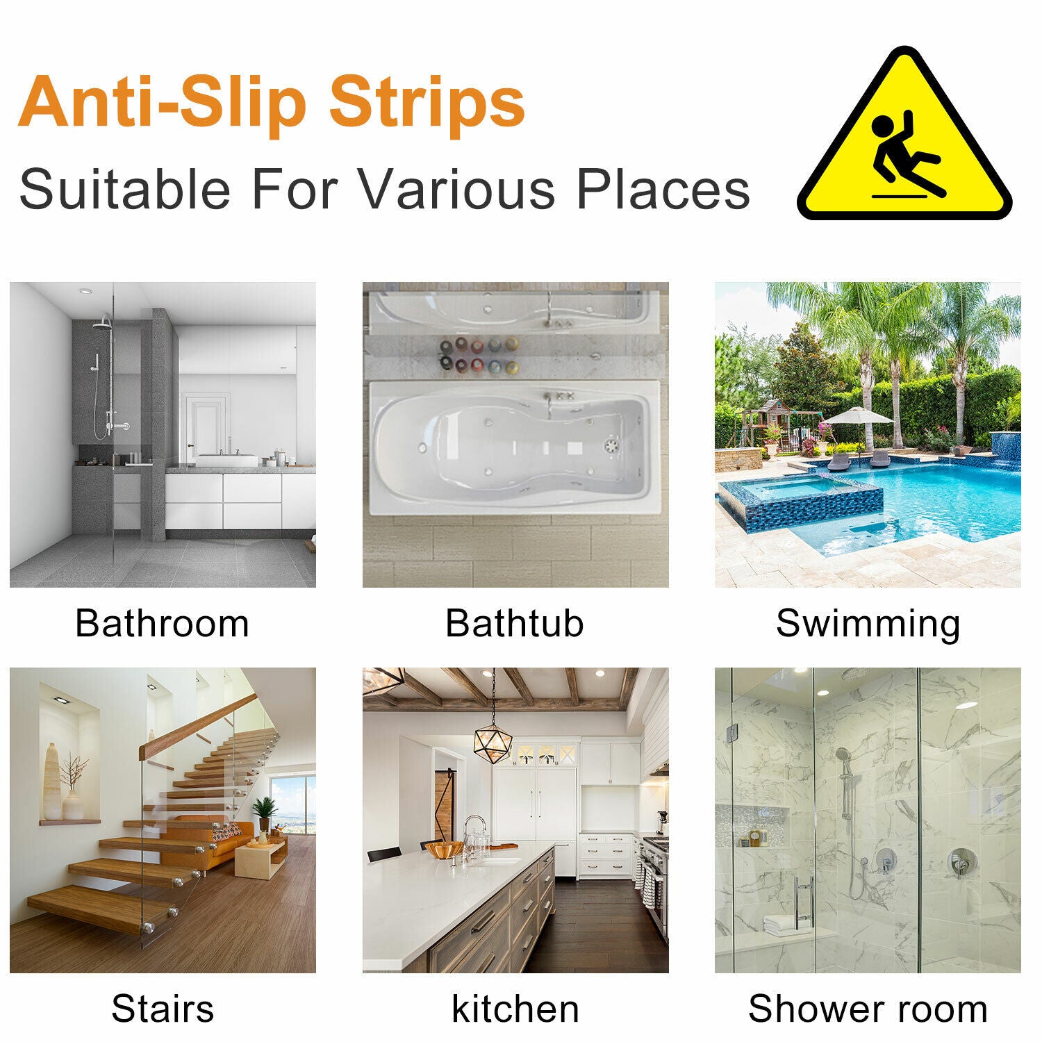 Kitcheniva 12-Pcs Anti-Slip Shower Bathtub Stickers, Strip