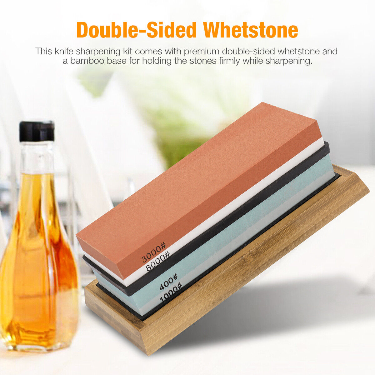 Kitcheniva 9-Pieces Knife Sharpening Water Stone Dual Whetstone Set