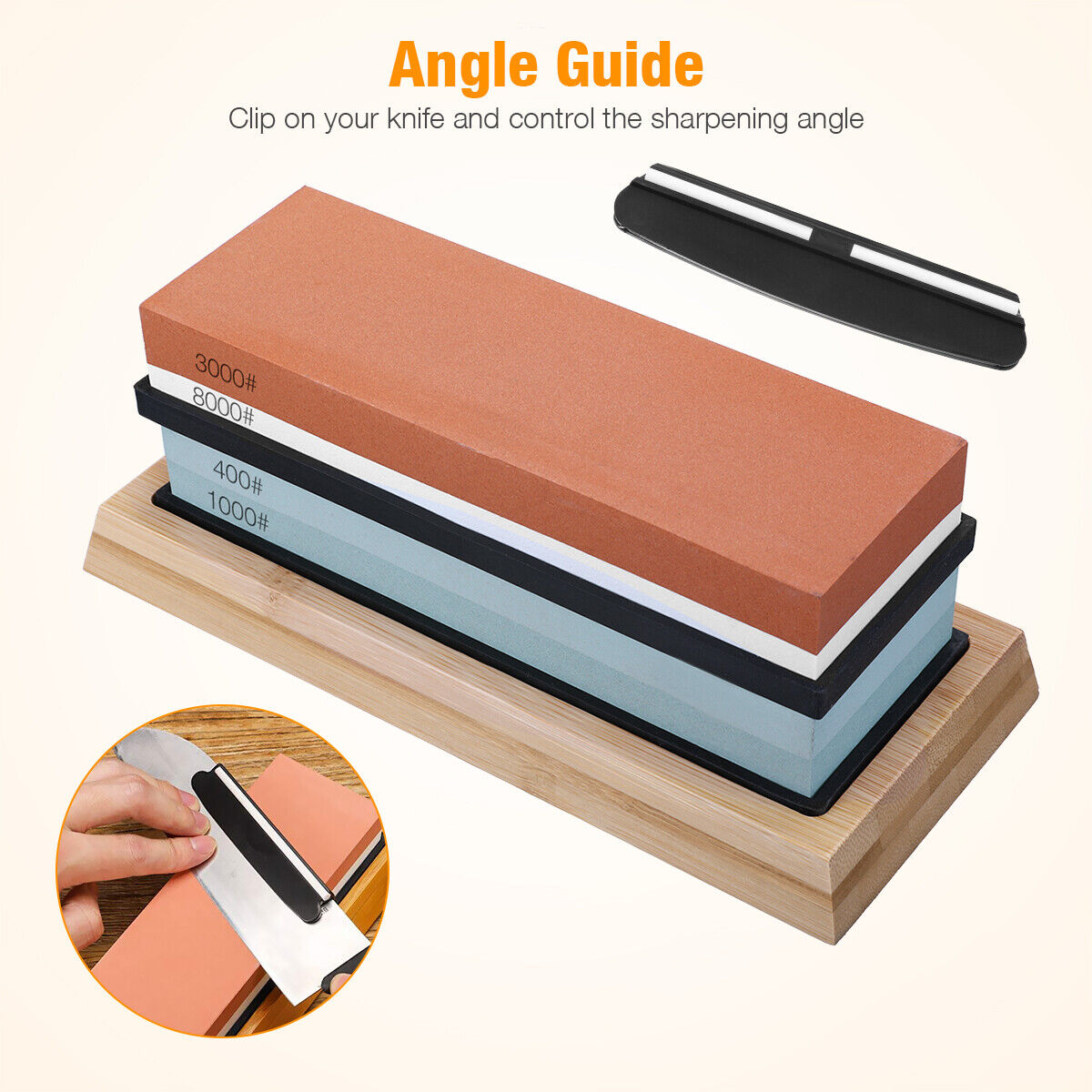 Kitcheniva 9-Pieces Knife Sharpening Water Stone Dual Whetstone Set