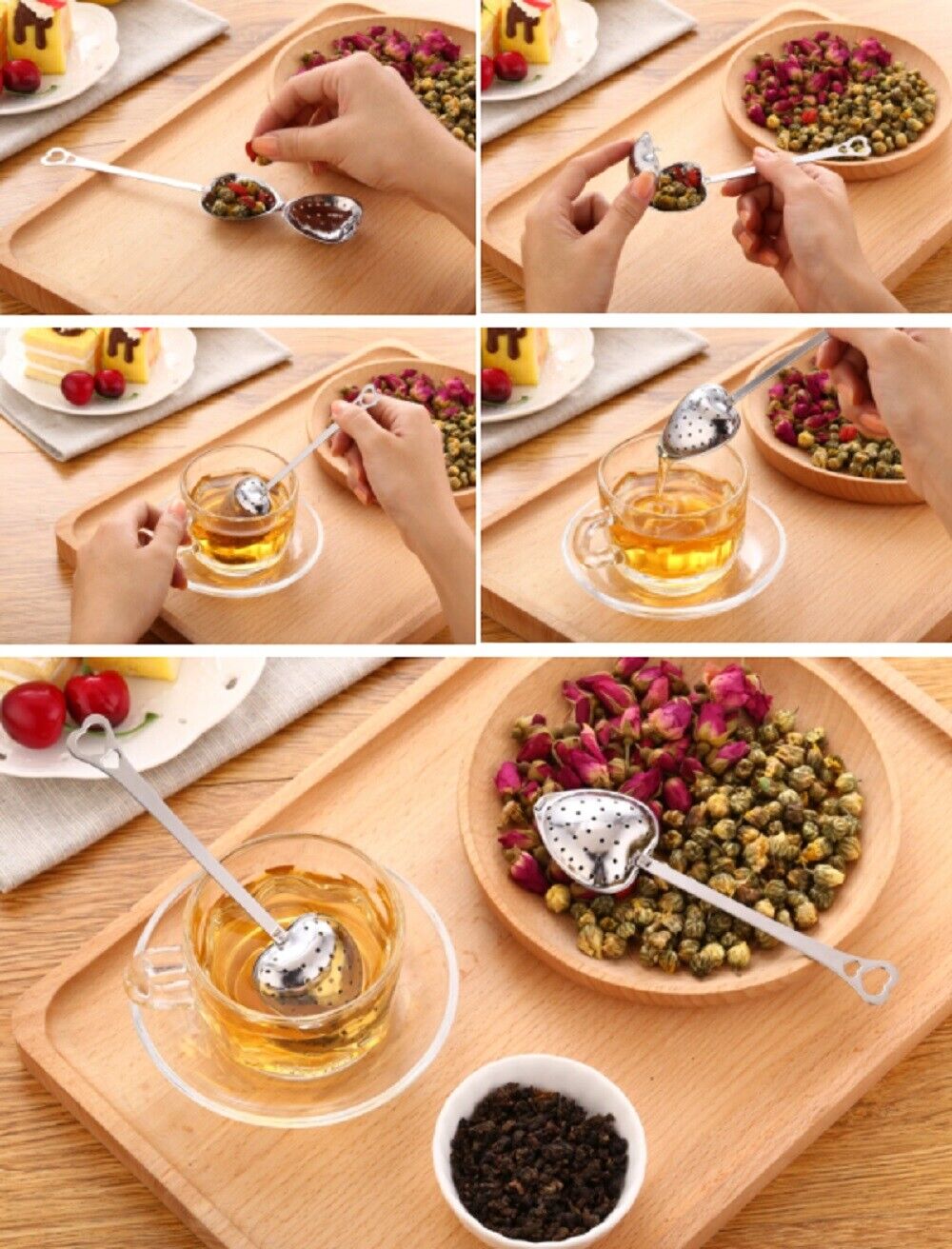 Kitcheniva 4 PCS Tea Infuser for Loose Tea Heart Shaped