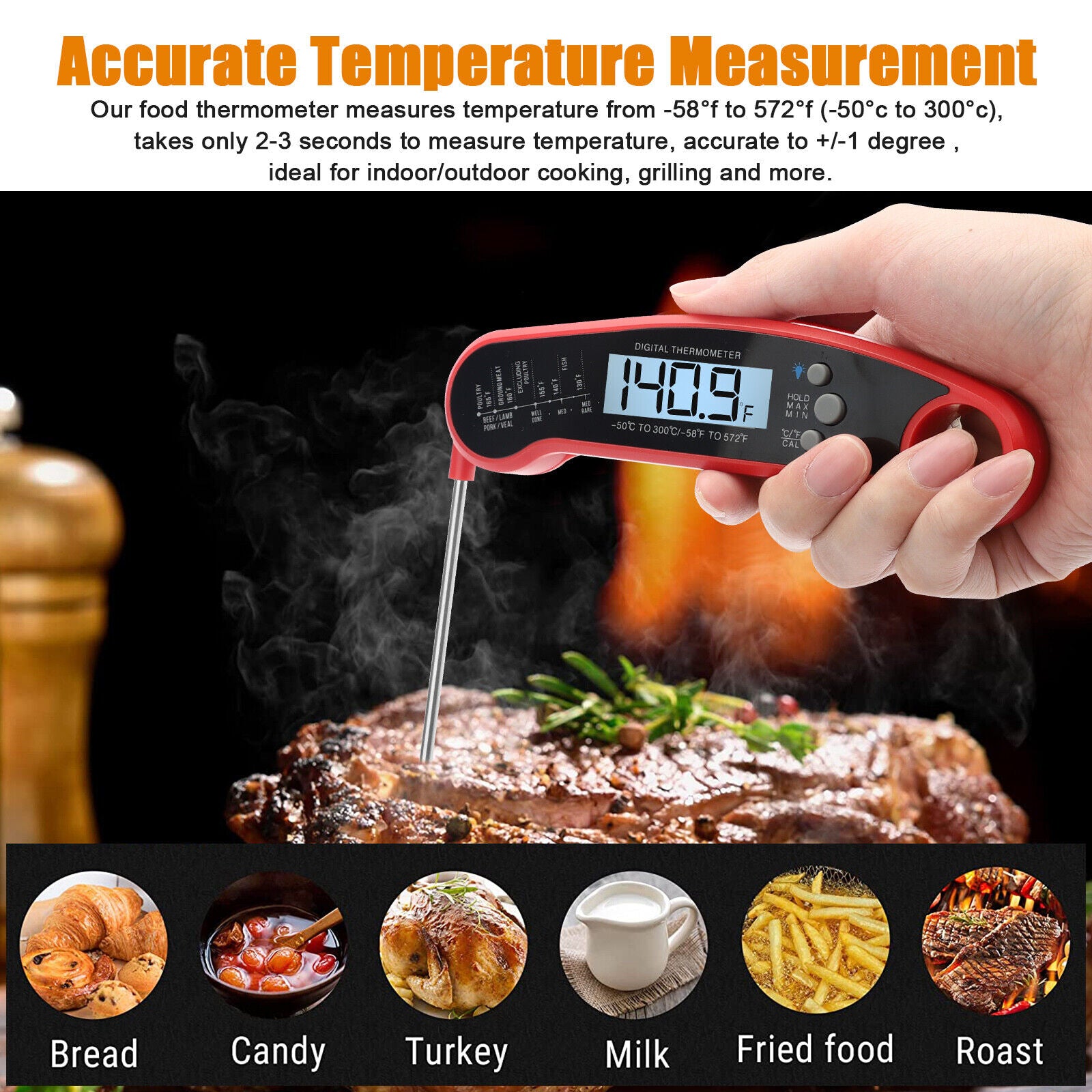 Kitcheniva Instant Read Digital Meat Thermometer