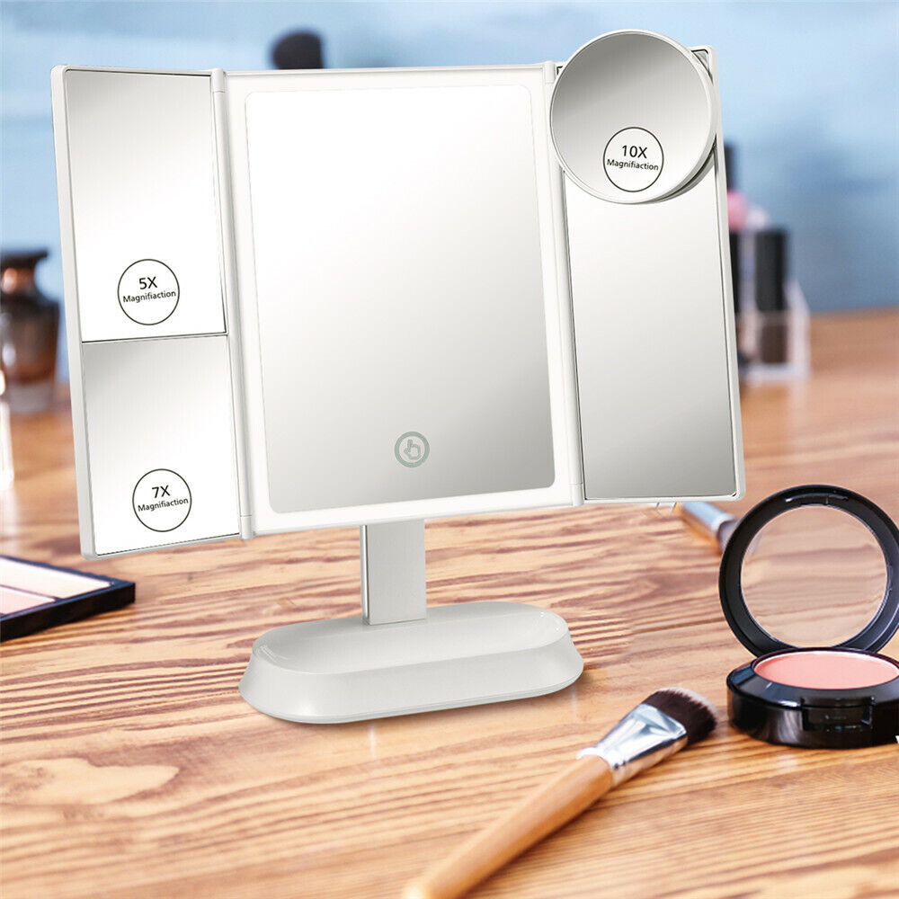 Kitcheniva LED Lighted Mirror with Magnifying Trifold Dimmer