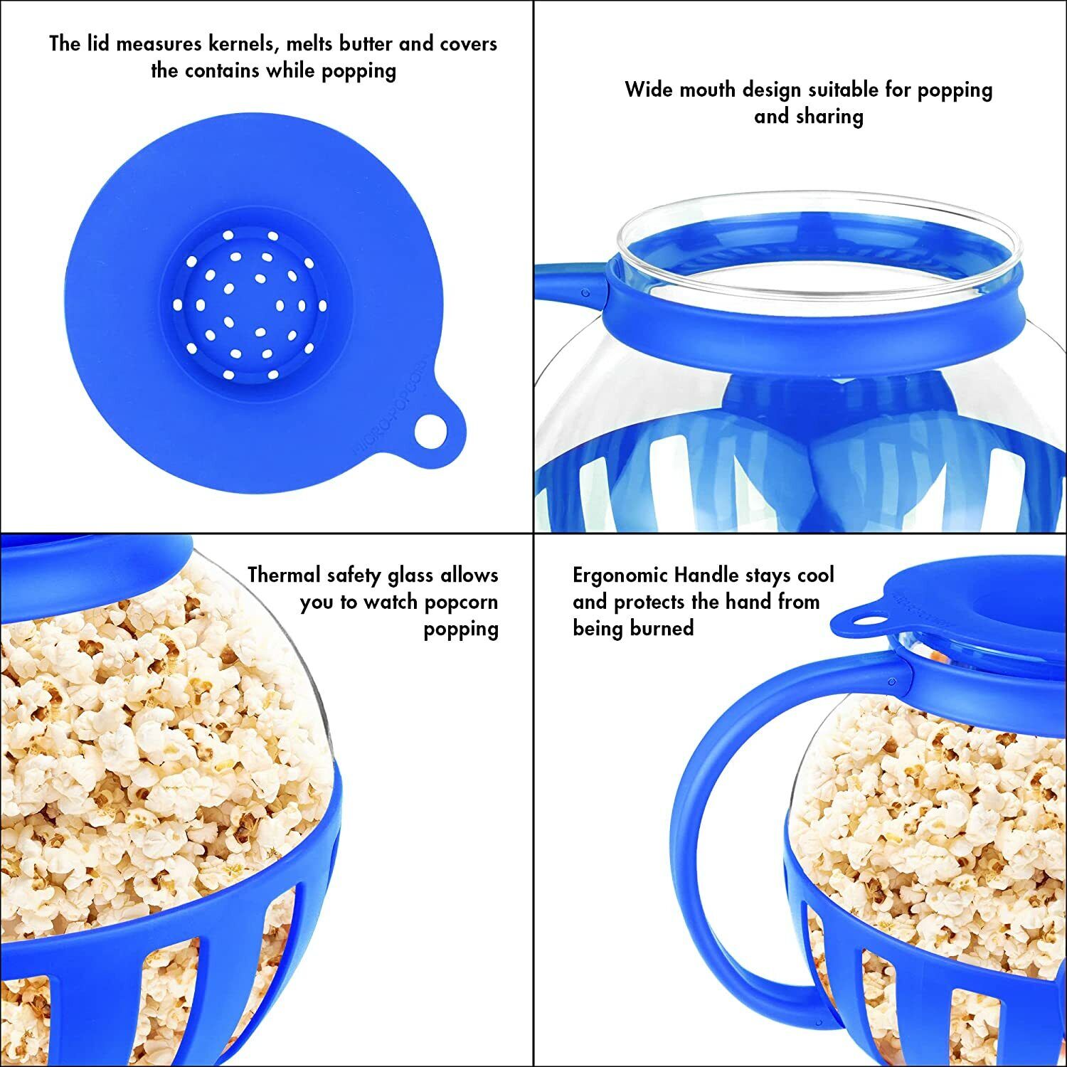 Korcci Original 3-in-1 Microwave Glass Popcorn Popper