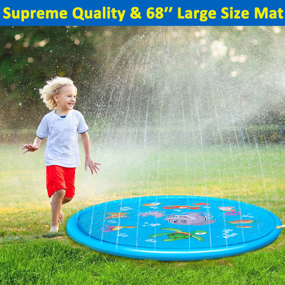 Kitcheniva 68 inch Sprinkler Splash Pad Kids Toddlers Water Spray Play Mat