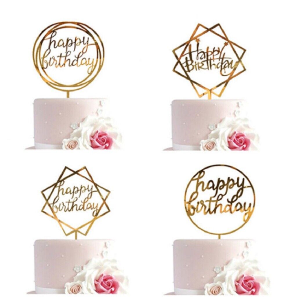 Kitcheniva 12-PCS Glitter Paper Happy Birthday Cake Topper