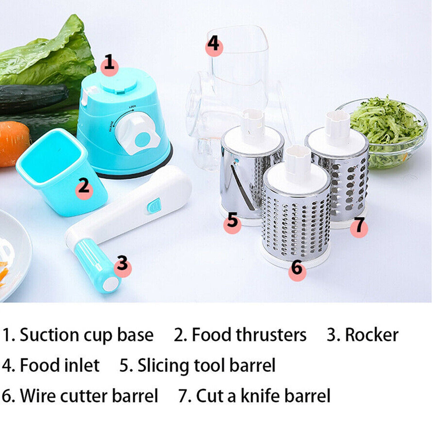 Kitcheniva Rotary Cheese Grater -Manual Vegetable Slicer