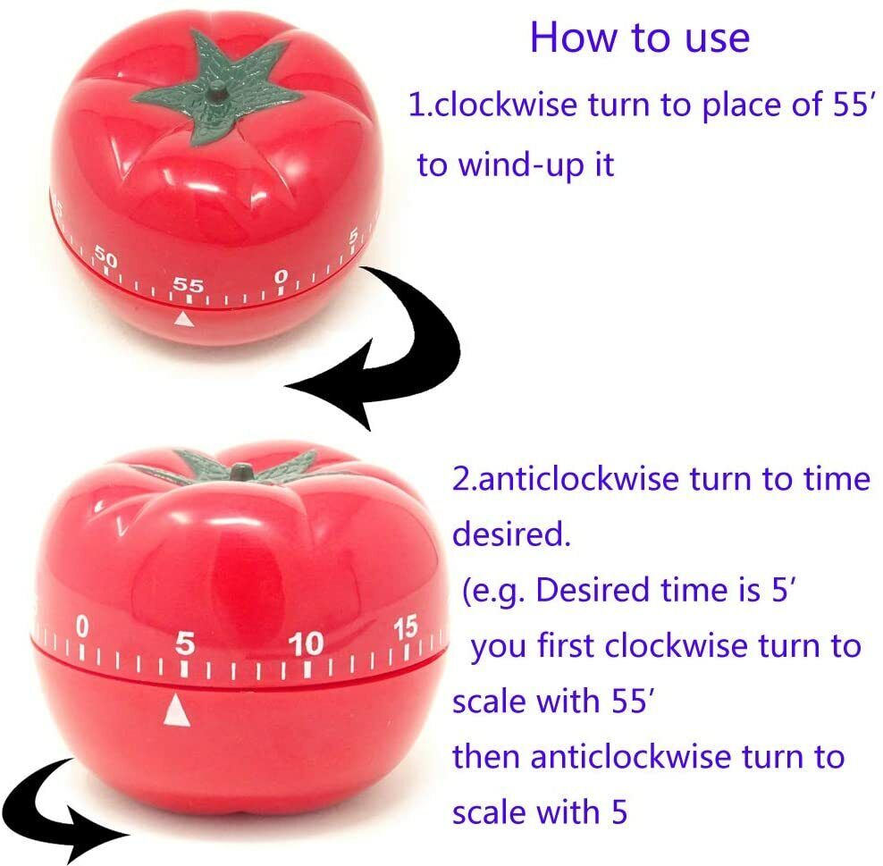 Kitcheniva Cooking Timer 60 Minutes, Tomato Shaped