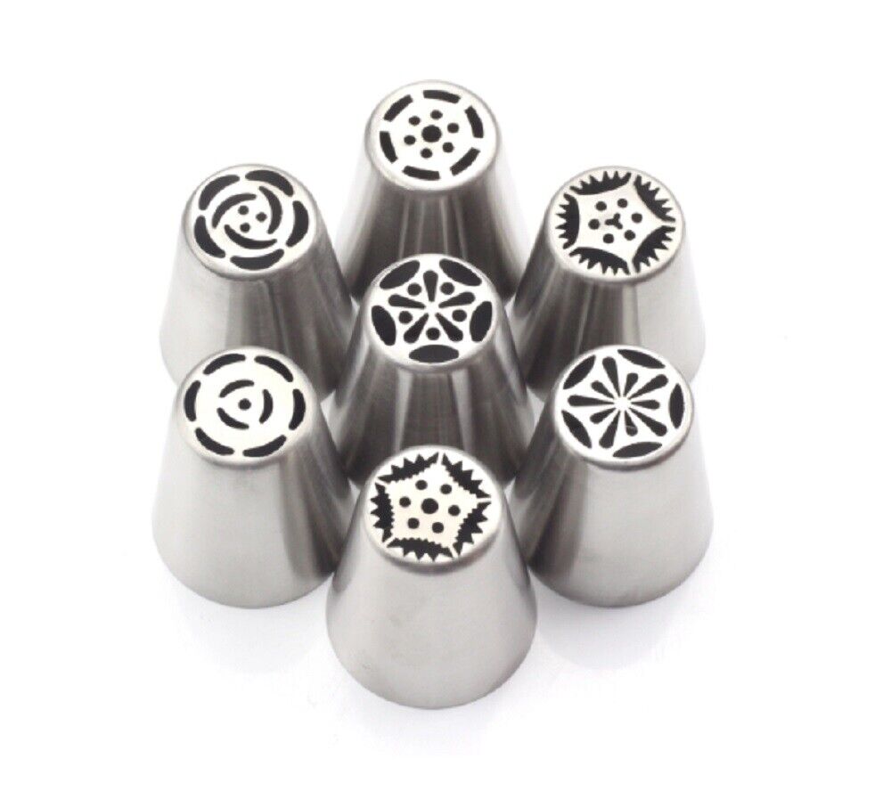 Kitcheniva 7-Pieces Russian Flower Icing Piping Nozzles Pastry Tips