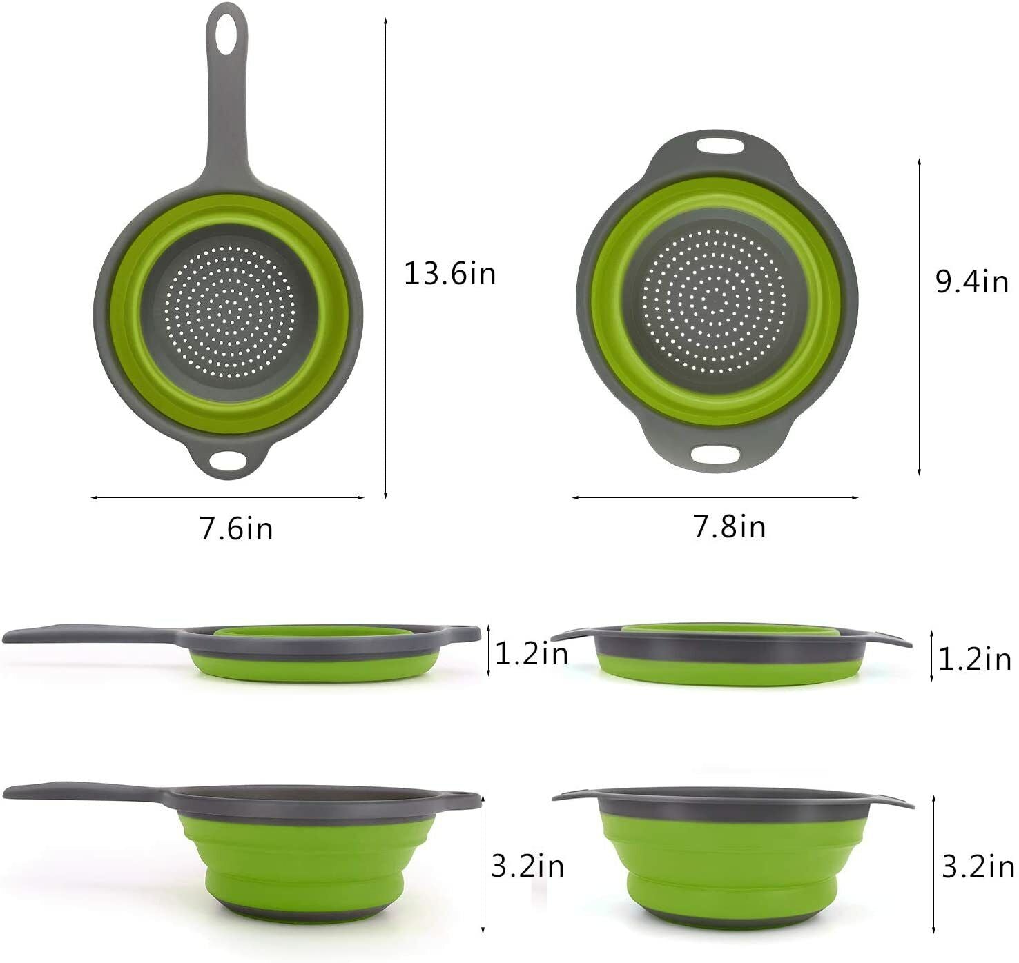 Kitcheniva 3-Pcs Strainer Foldable Collapsible Colander