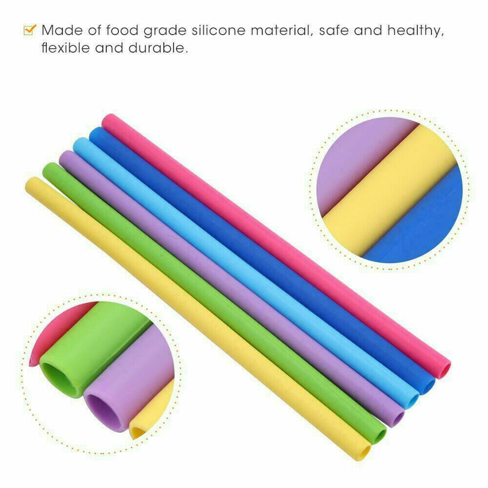 Kitcheniva 10 Silicone Drinking Reusable Straws With Bag 6 Bend 4 Straight