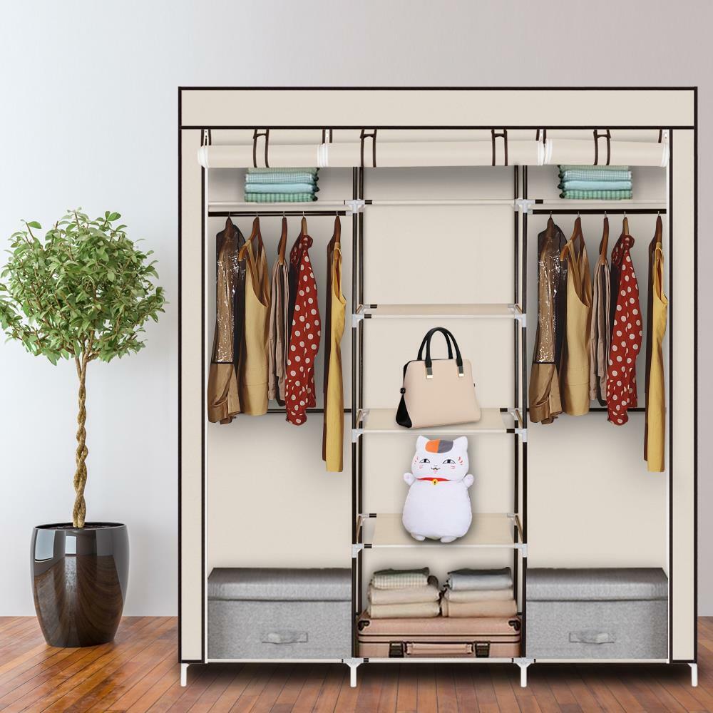 Kitcheniva Closet Wardrobe Clothes Rack Storage, Beige