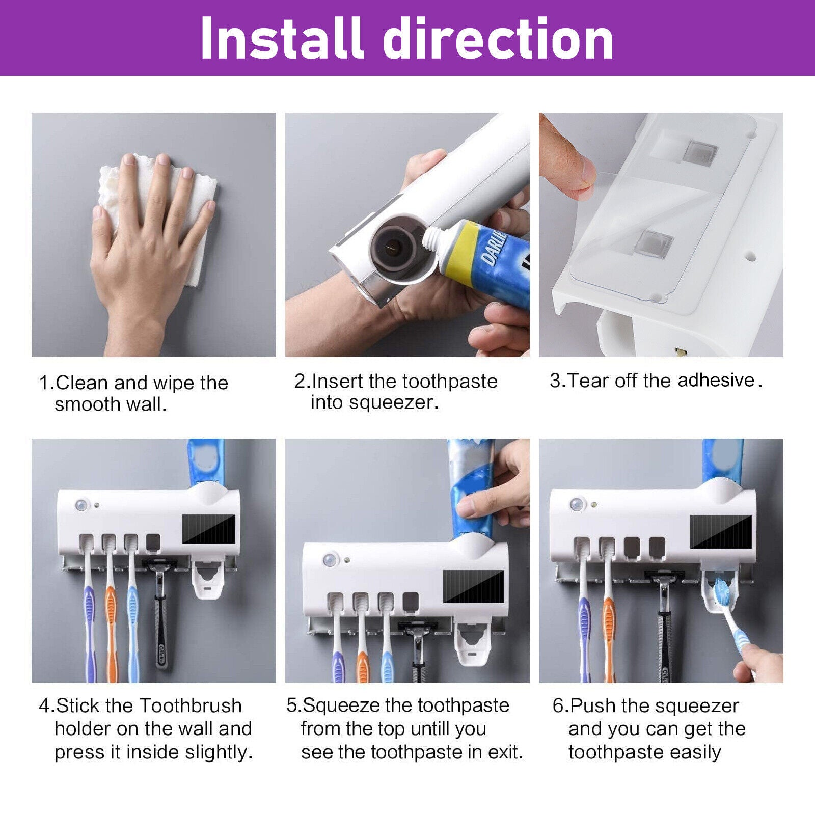 Kitcheniva UV Light Sterilizer Toothbrush Holder Toothpaste Dispenser