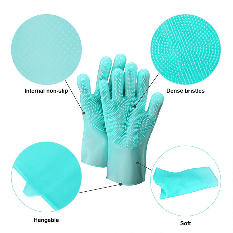 Kitcheniva Pair Magic Dishwashing Cleaning Silicone Sponge Gloves