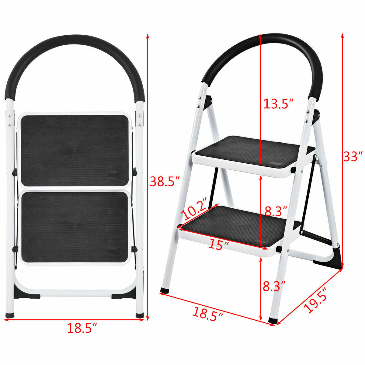 Kitcheniva Heavy Duty 2-Step Ladder Folding Stool 330Lbs Capacity