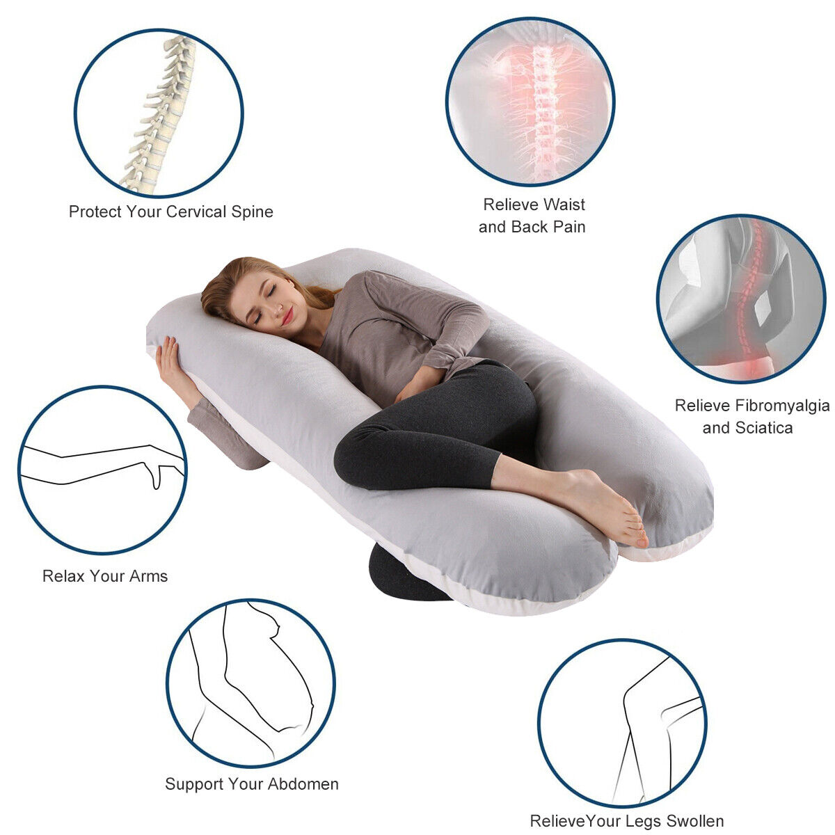 Kitcheniva Pregnancy Body Pillow Contoured U Shape Extra Comfort