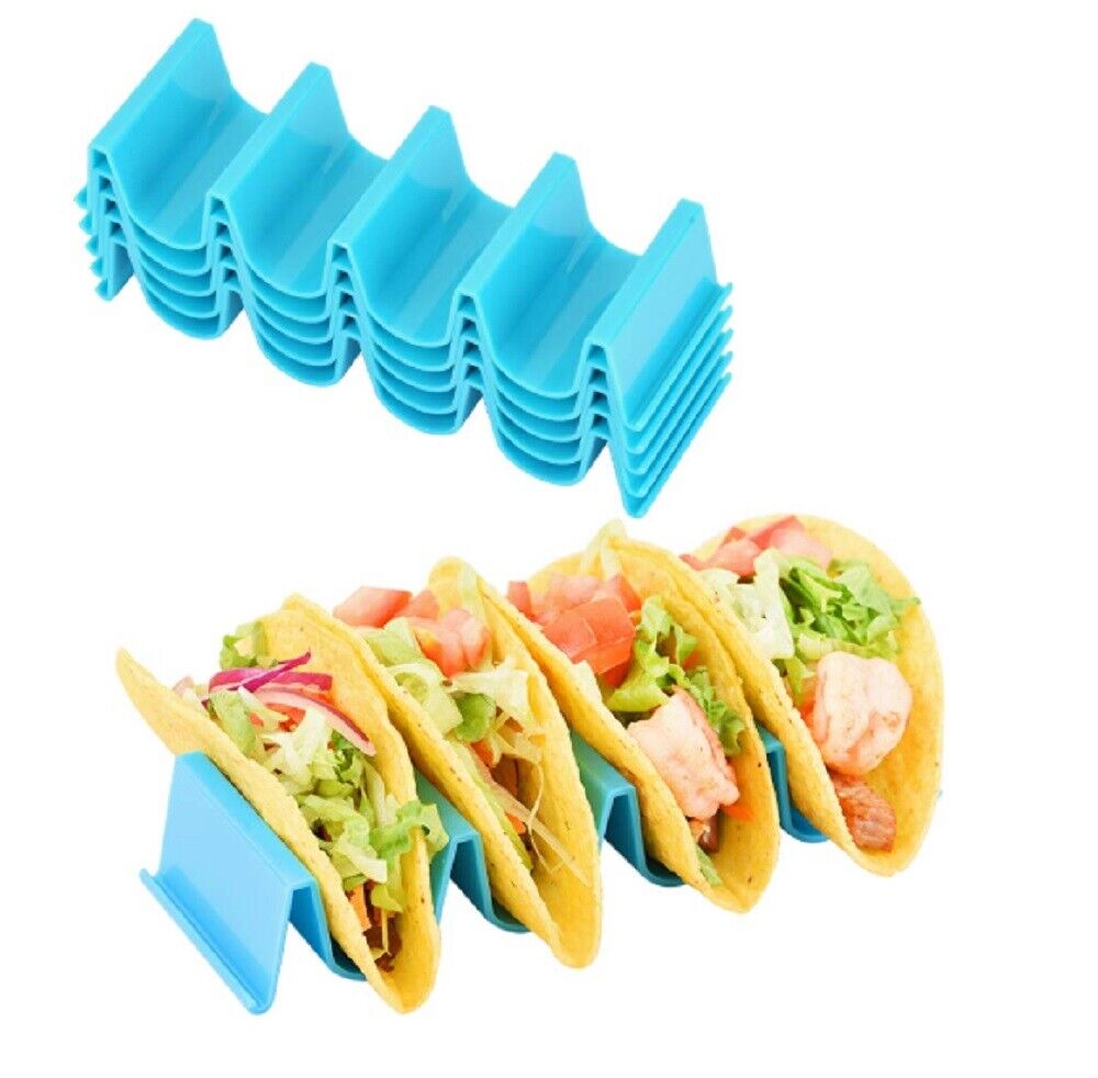 Kitcheniva 4 Pieces Taco Holder Mexican Food Wave Shape Hard Rack Stand