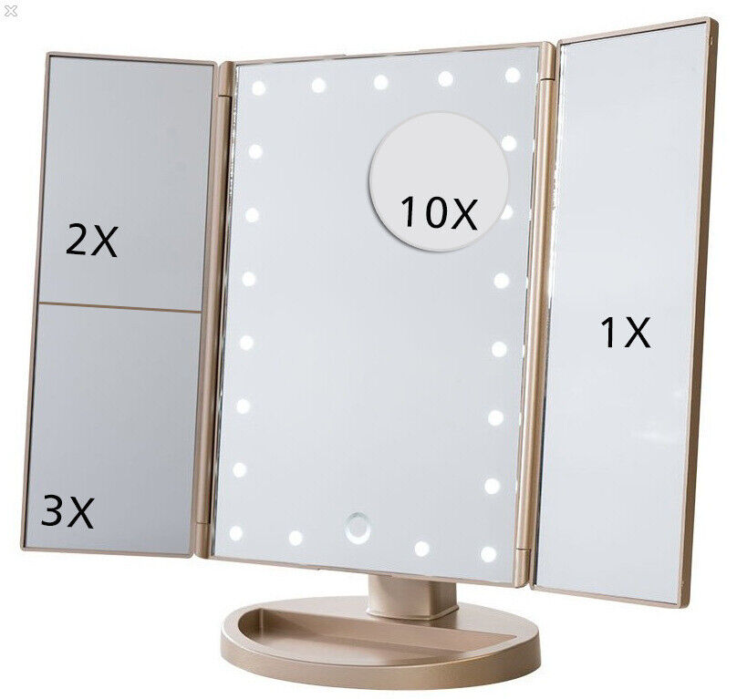 Kitcheniva USB LED Tri-Fold Magnifying Makeup Mirror