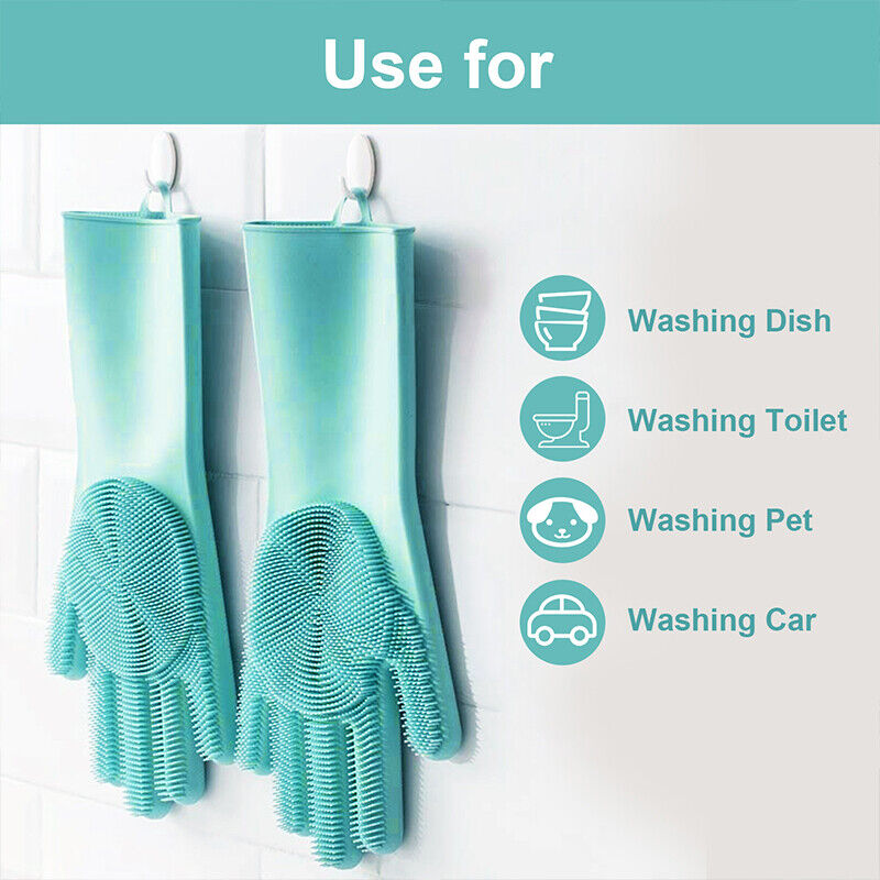 Kitcheniva Pair Magic Dishwashing Cleaning Silicone Sponge Gloves