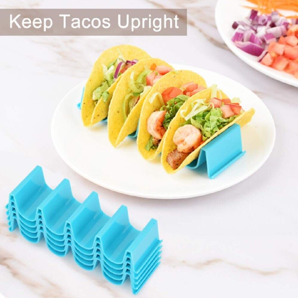 Kitcheniva 4 Pieces Taco Holder Mexican Food Wave Shape Hard Rack Stand