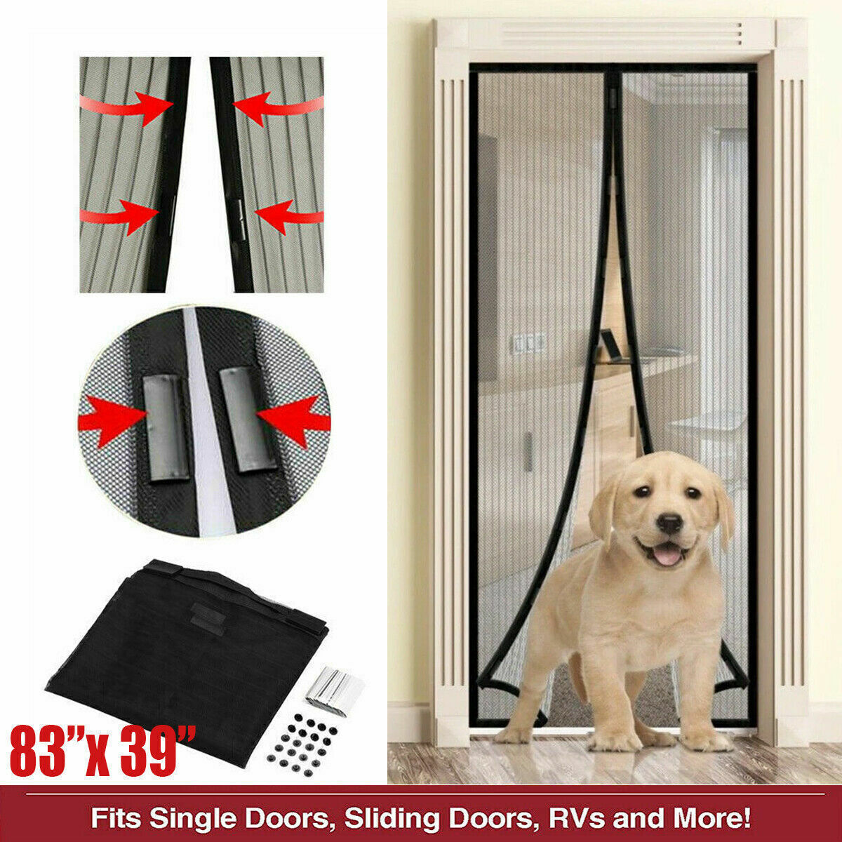 Kitcheniva Hands-Free Magnetic Screen Door Mesh Curtain