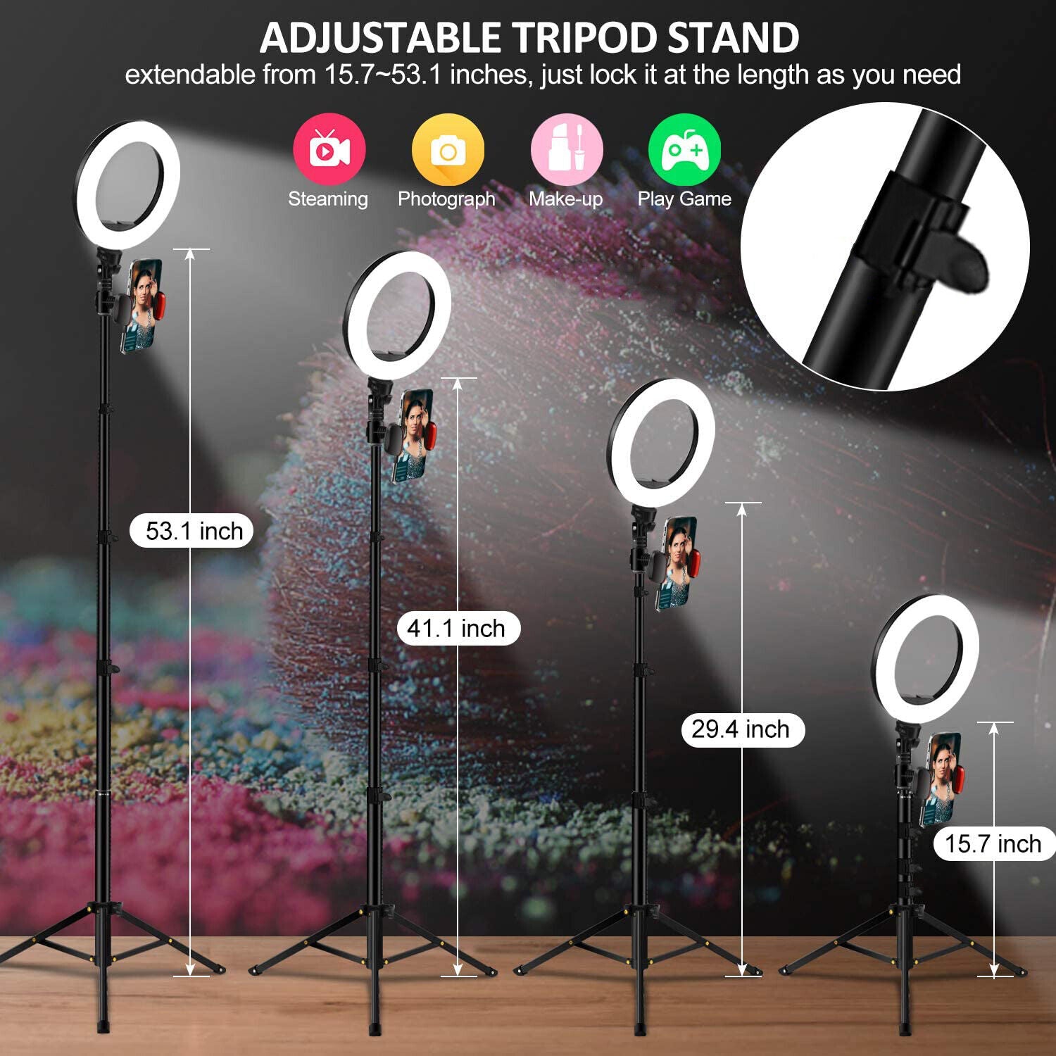 Viewow 8-inch LED Selfie Ring Light With Tripod Stand