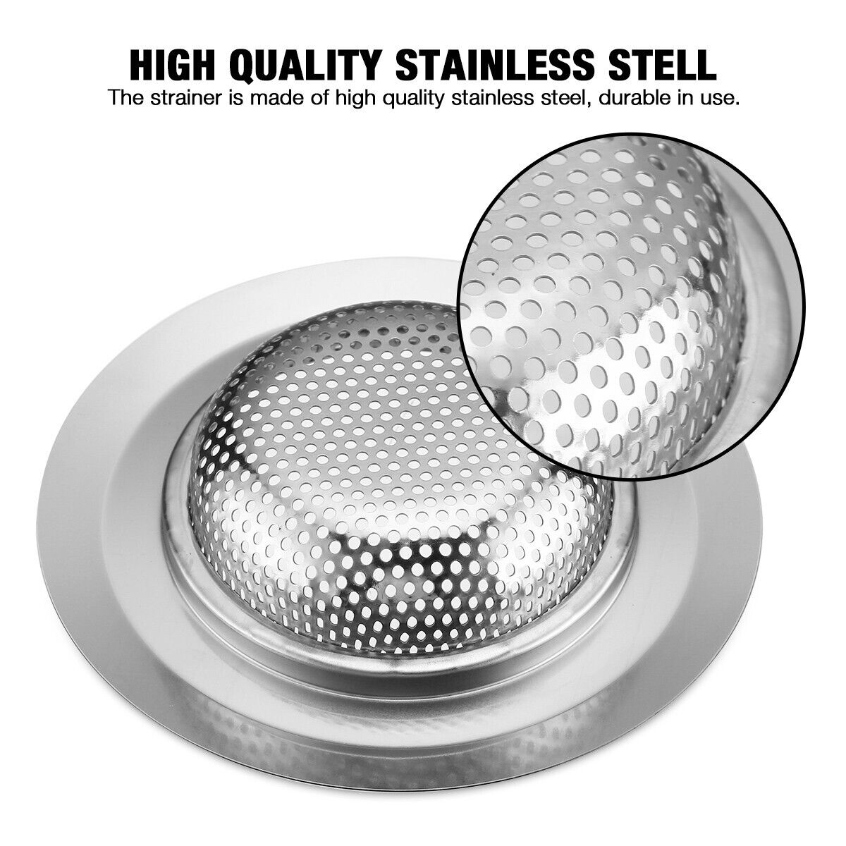 Kitcheniva 2-Pcs Stainless-Steel Kitchen Sink Strainer, 4.5