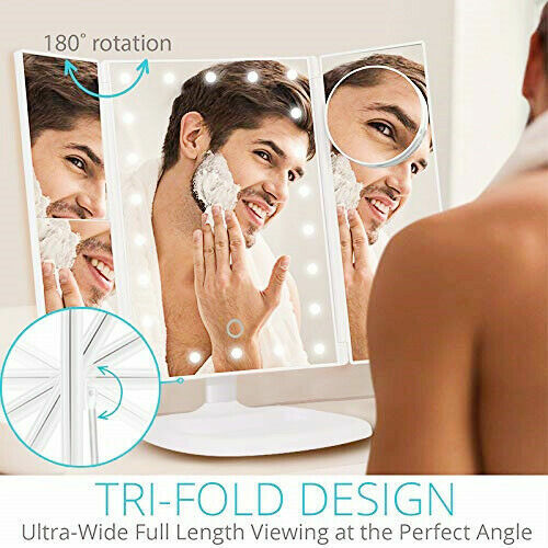 Kitcheniva USB LED Tri-Fold Magnifying Makeup Mirror