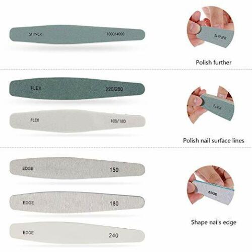 Kitcheniva 6-Pieces Pro Double Sided Manicure Nail File Emery Boards