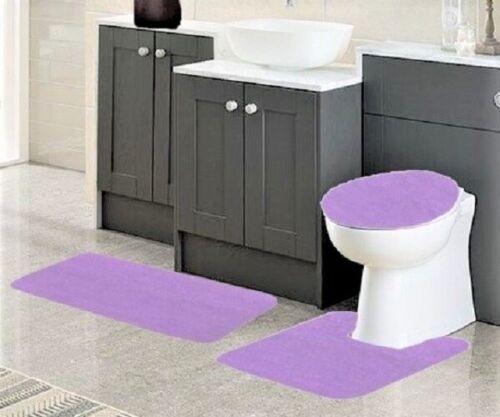 Kitcheniva 3-Piece Blue Bathroom Bath Mat Rug Set with Toilet Lid Cover Non-Slip