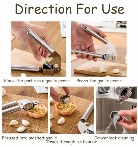 Kitcheniva Garlic Press Stainless Squeezer Steel Grinder Professional Masher Handheld Tool