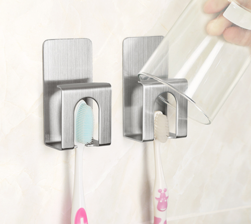 Kitcheniva Wall Mount Self-Adhesive Stainless Steel Toothbrush Holder