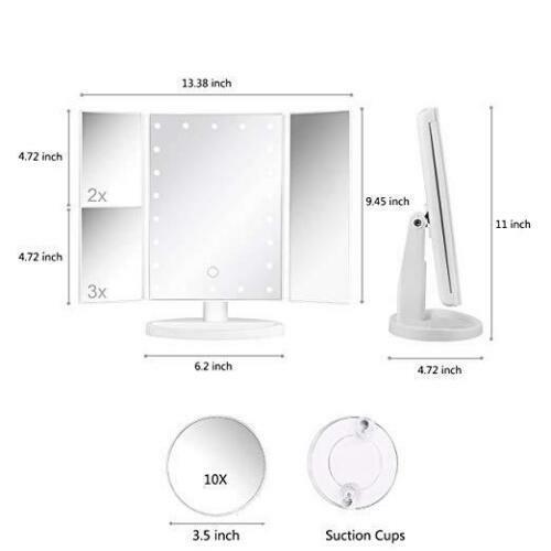 Kitcheniva USB LED Tri-Fold Magnifying Makeup Mirror