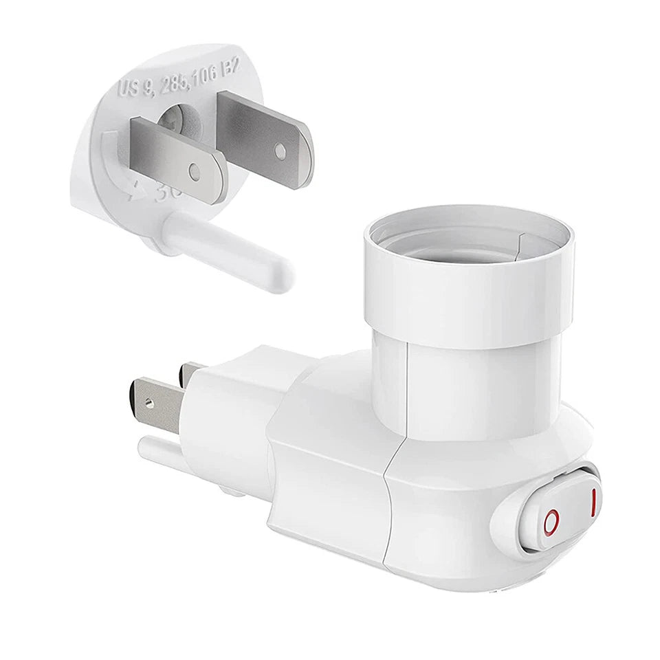 Kitcheniva E26/E27 Plug-in 3-Prong Outlet Socket Adapter with On/Off Switch