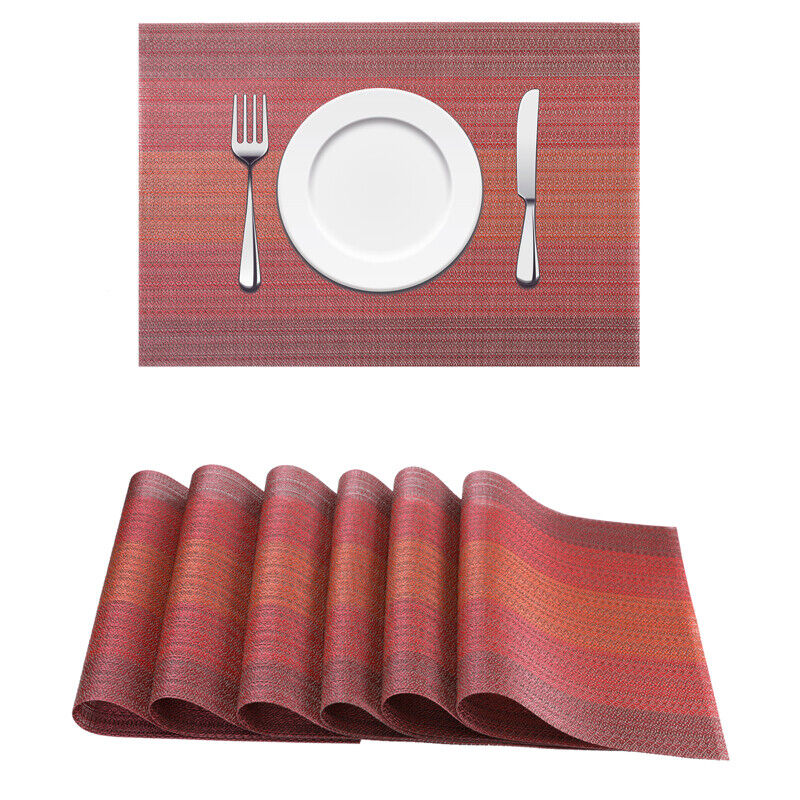 Kitcheniva 6-Pcs Non-Slip Washable PVC Heat Resistant Table Mats 18