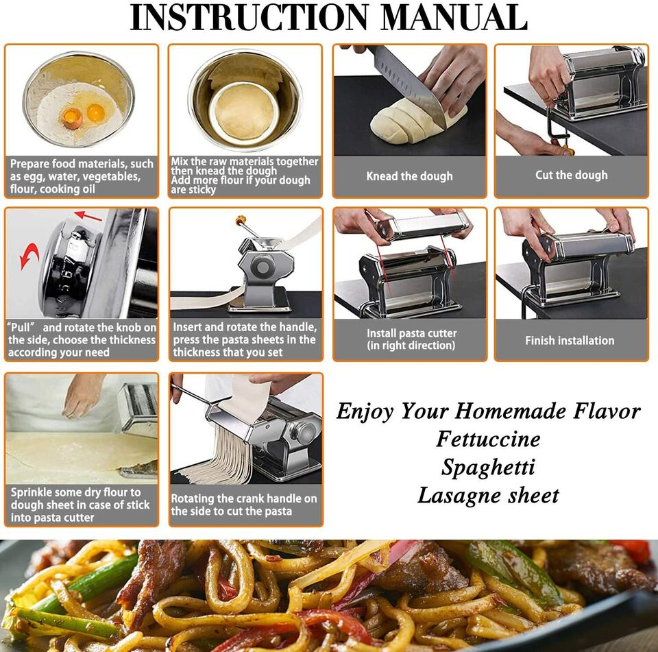 Kitcheniva Stainless Steel Fresh Pasta Maker Roller Machine