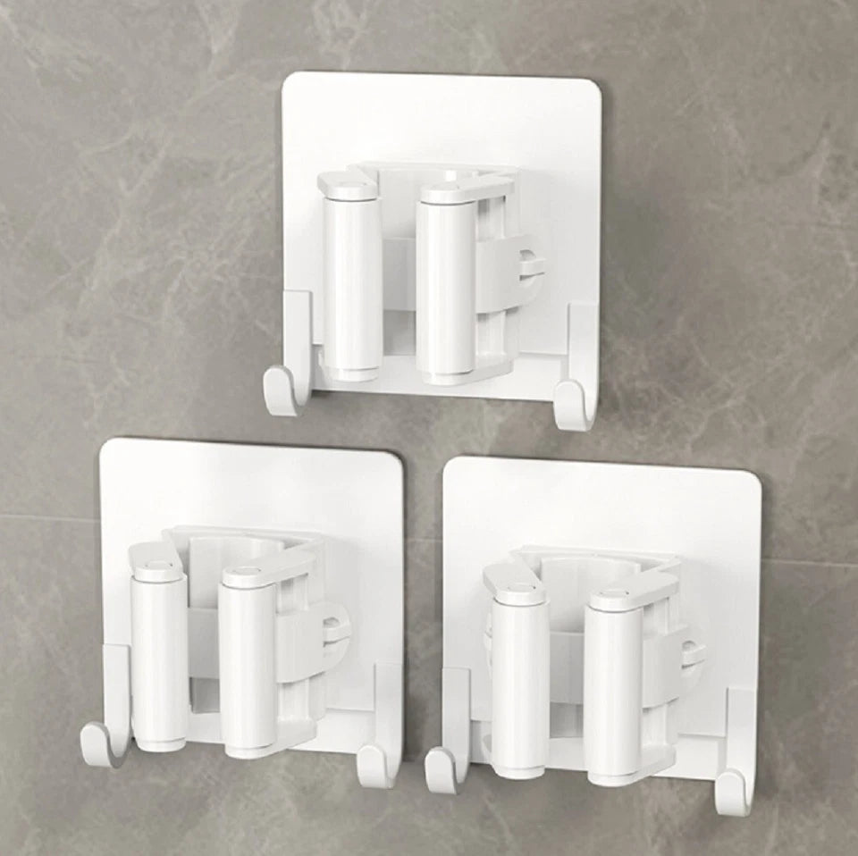 Kitcheniva Self Adhesive Broom Mop Holder Set With Hooks