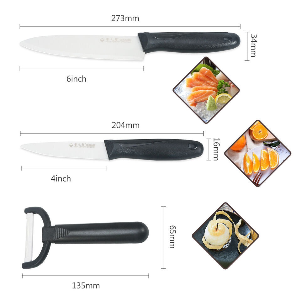 Kitcheniva Blade Sharp Ceramic Kitchen Knife Set and Peeler