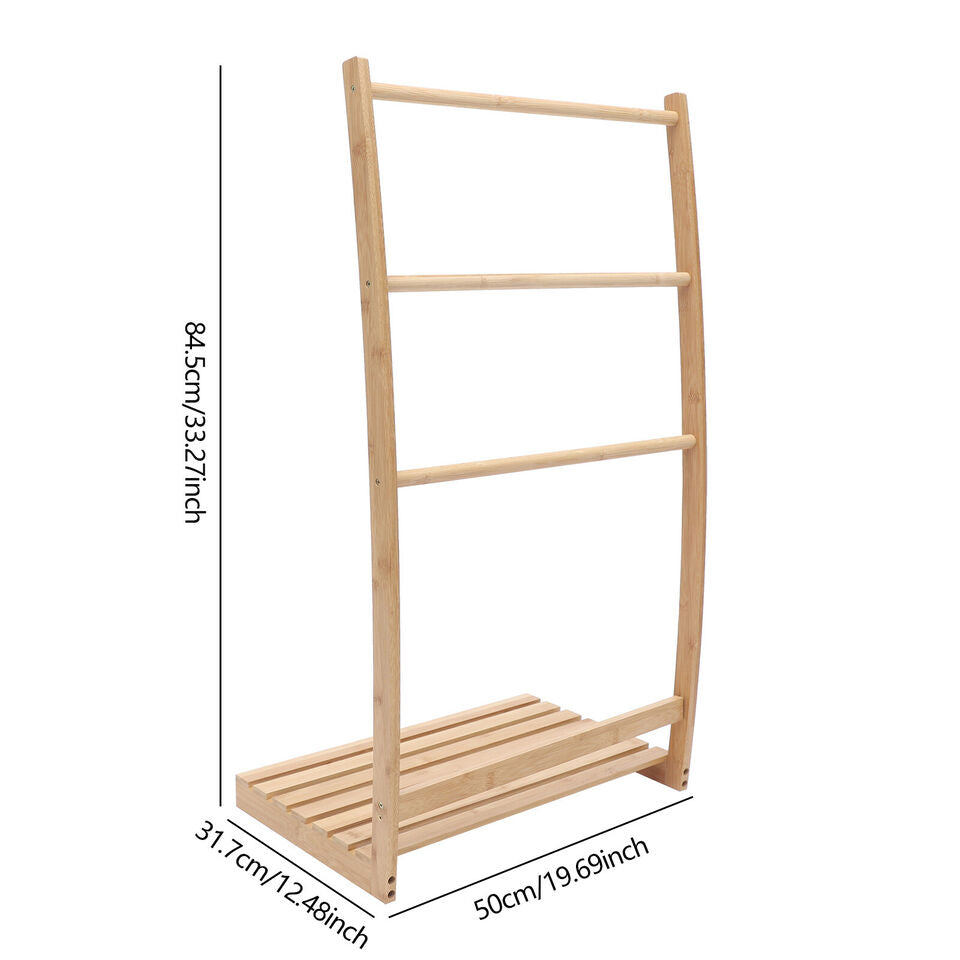 Kitcheniva Freestanding Bamboo Bathroom Towel Rack