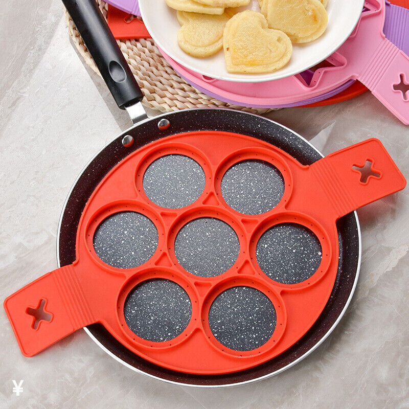 Kitcheniva 7-Holes Silicone Mold Pancake Maker Nonstick Egg Ring Maker