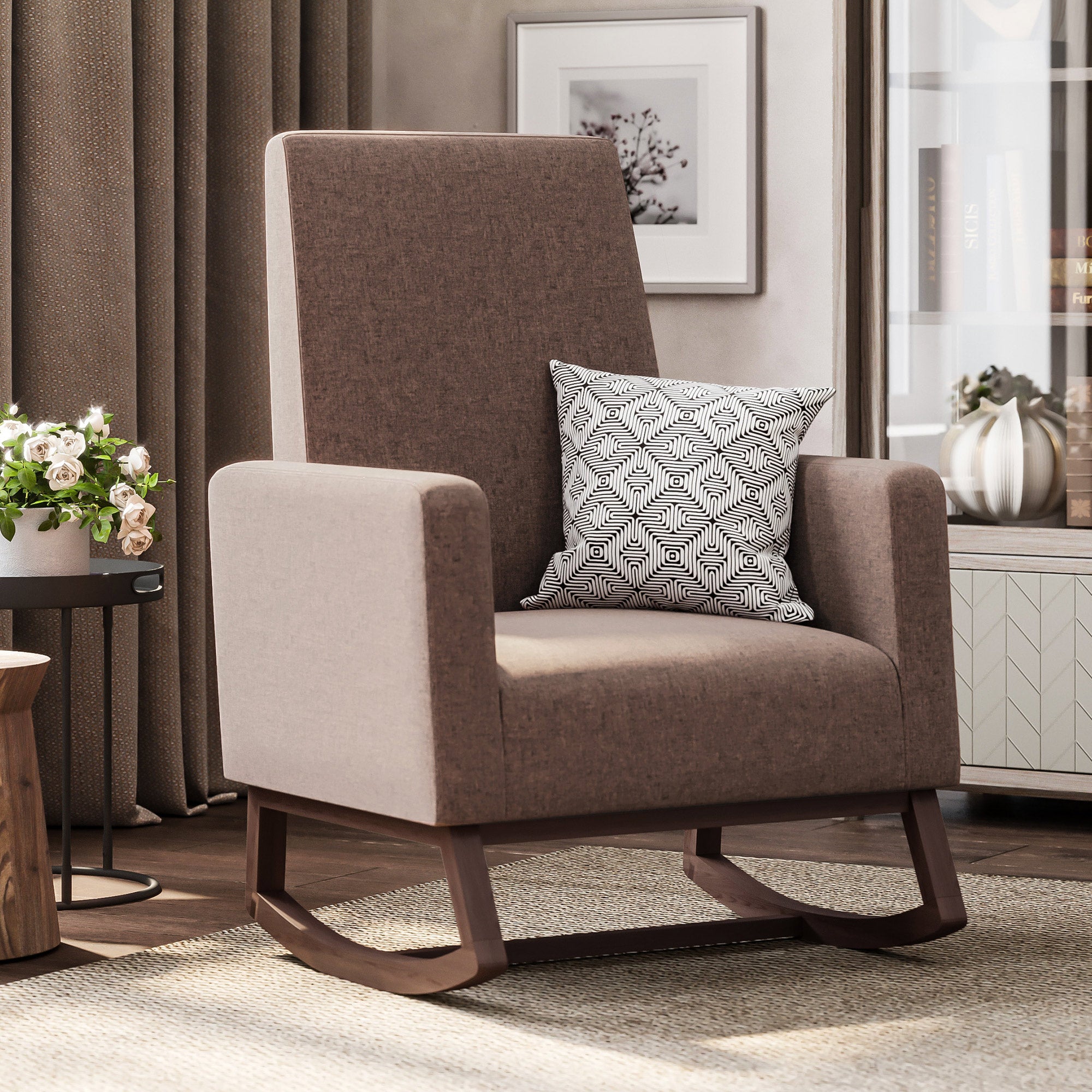 Living Room Rocking Padded High Back Armchair