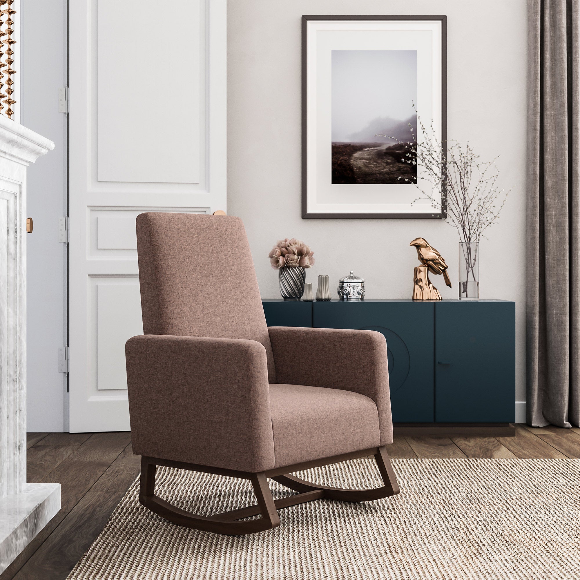 Living Room Rocking Padded High Back Armchair